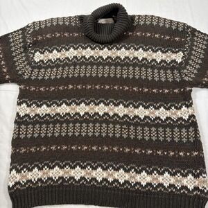 SWEATER Turtleneck WOMENS LARGE CHUNKY Cable Knit Cottagecore VTG B MOSS